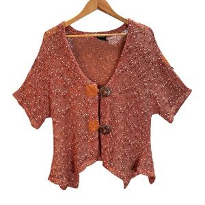 Katie Todd Cardigan Women Sz Small Open Knit Beach Boho Cottage Hippie Lagenlook